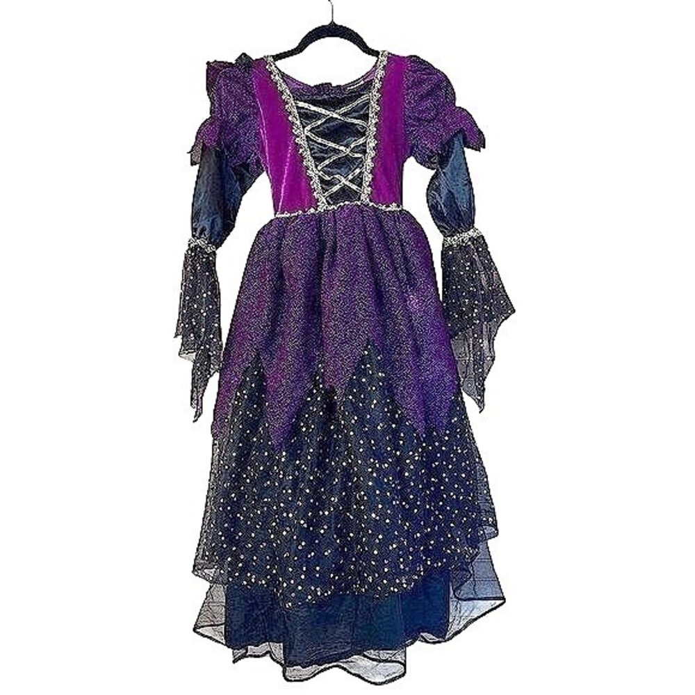 Witch Costume Halloween Black Purple Tulle Skirt 10/12 Years Fortune Teller Play